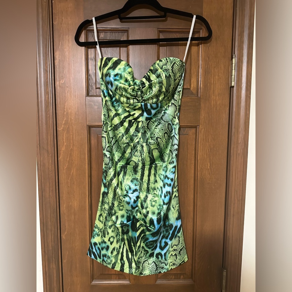 Strapless Animal Print Dress